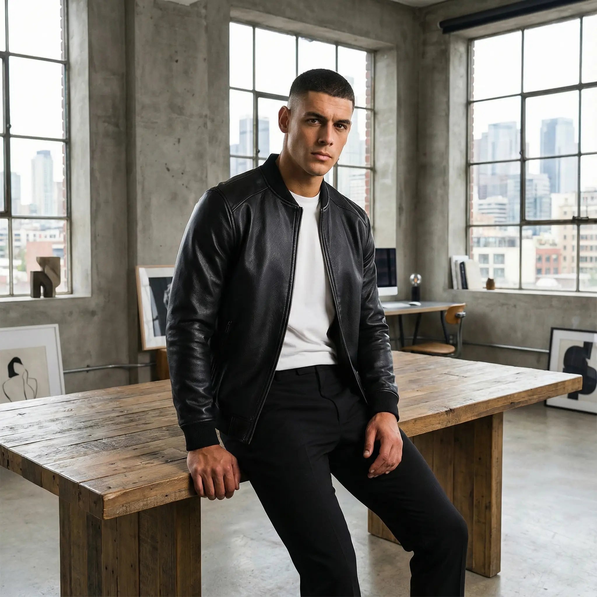 Havholm | Herre Minimalistisk Læderjakke