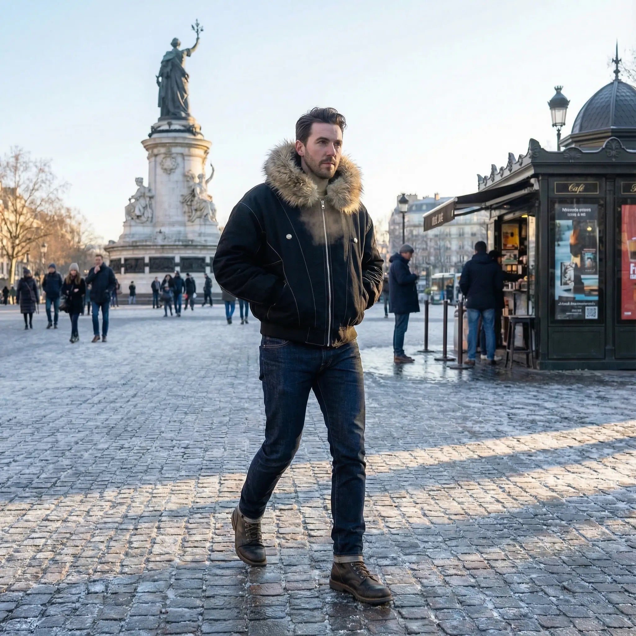 Havholm | Herre Bomuldsdunjakke med Pelsforet Hætte