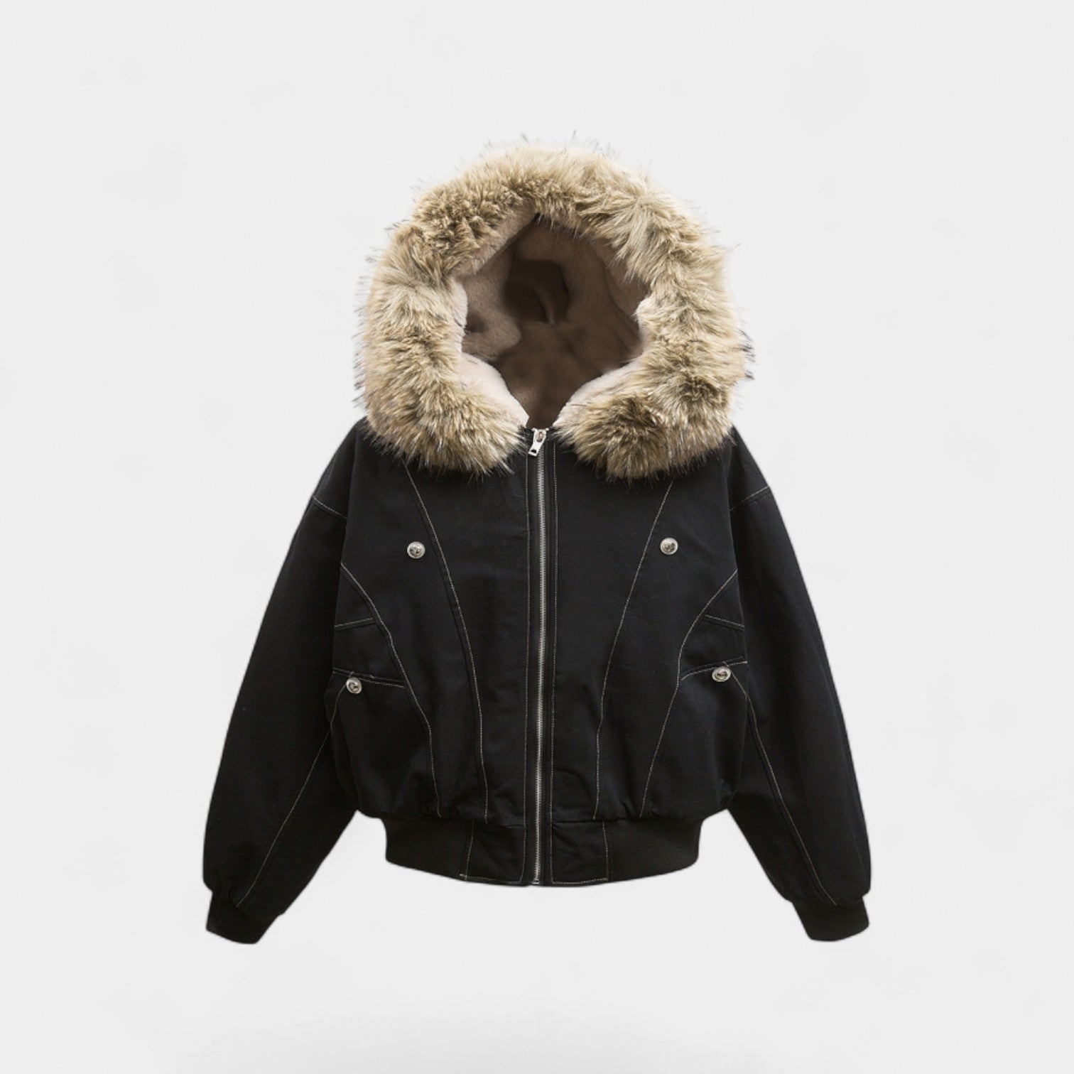 Havholm | Herre Bomuldsdunjakke med Pelsforet Hætte