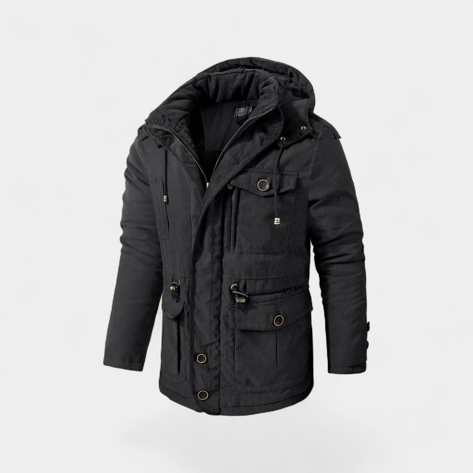 Havholm | Herre Vatteret Jakke med Fleecefor og Hætte, Mellemlang