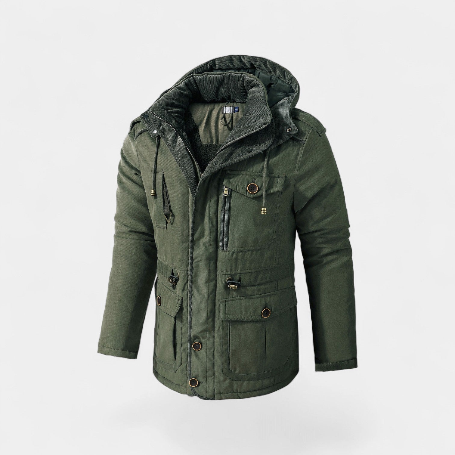 Havholm | Herre Vatteret Jakke med Fleecefor og Hætte, Mellemlang