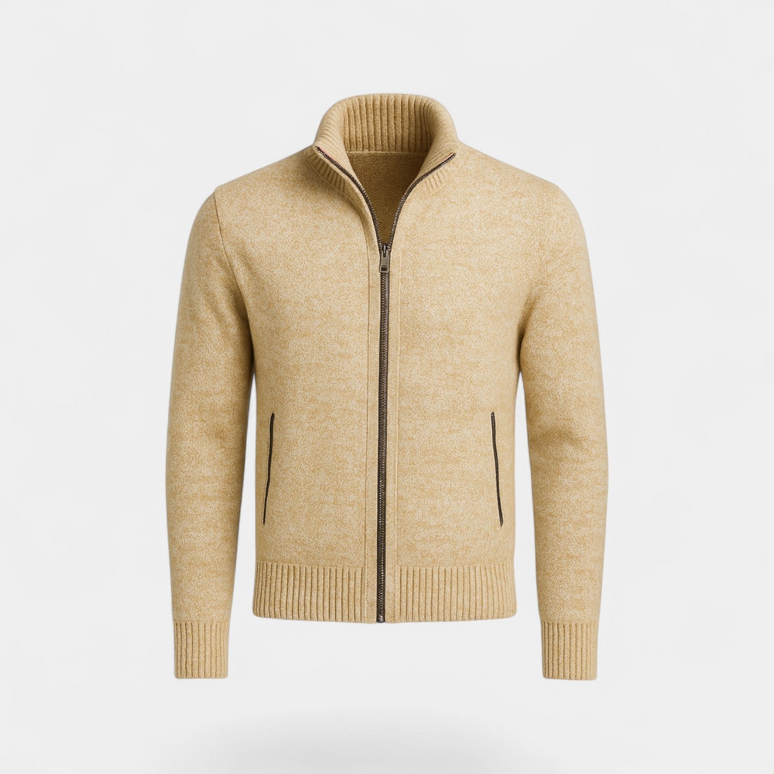 Havholm | Herre Bomuldsstrikket Cardigan med Lynlås og Standkrave