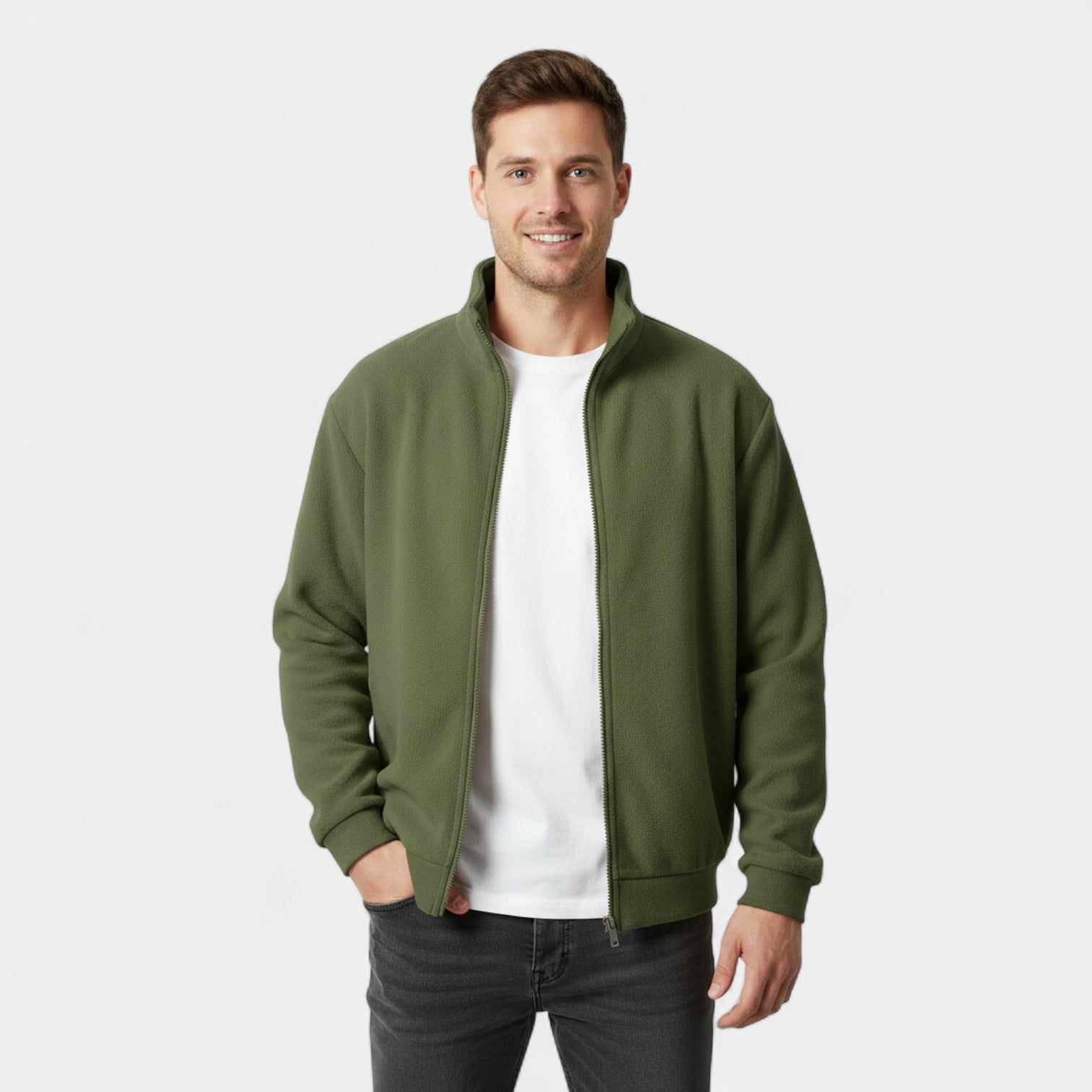 Havholm | Herre Strikket Cardigan med Lynlås og Opretstående Krave