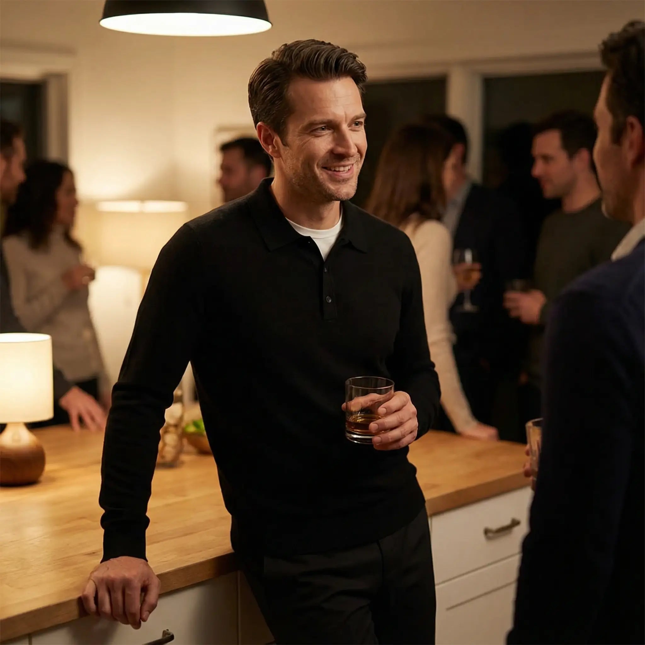 Havholm | Cashmere herrepoloshirt med lange ærmer