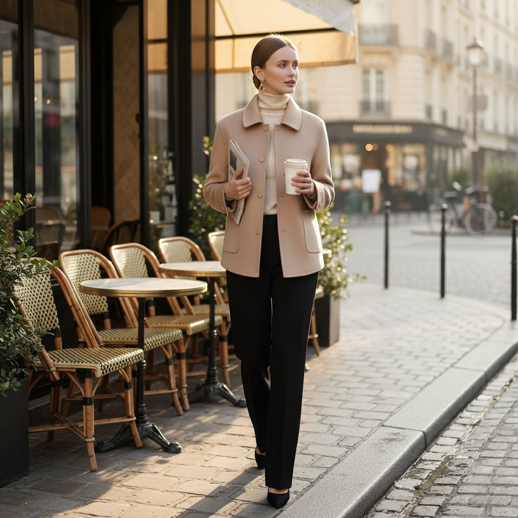 Havholm | Dame Vinterfrakke i Uld med Polokrave