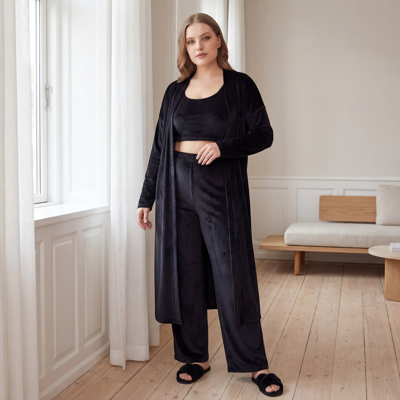 Havholm | Hyggeligt Tredelt Loungewear-Sæt i Bomuldsblanding til Kvinder