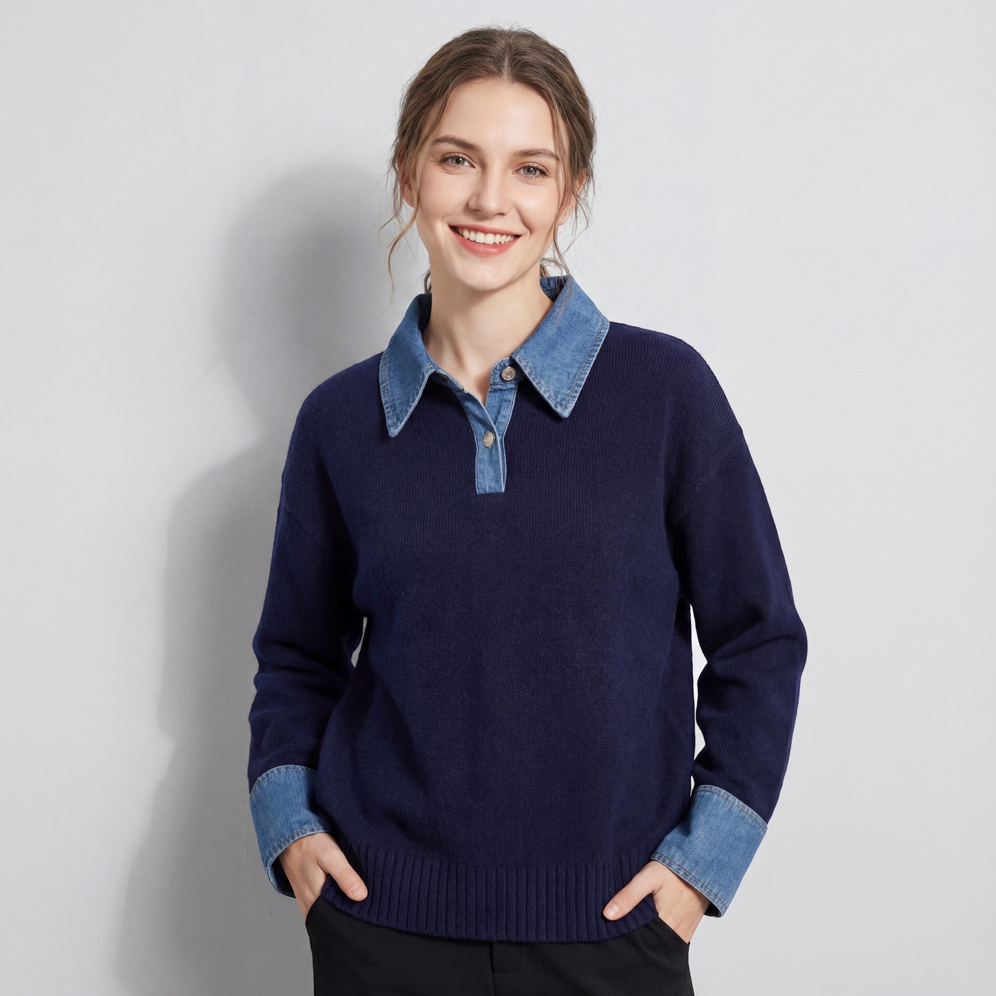 Havholm | Casual Langærmet Top med Ståkrave til Kvinder