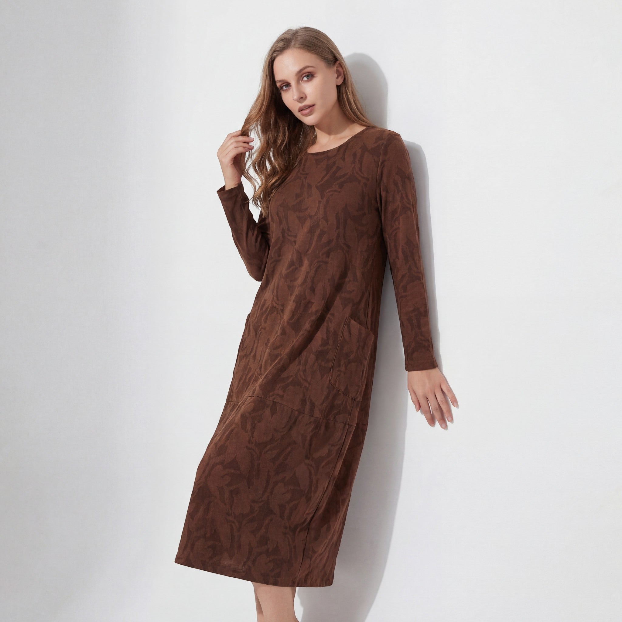 Havholm | Langærmet Midikjole i Bomuldsblanding til Kvinder