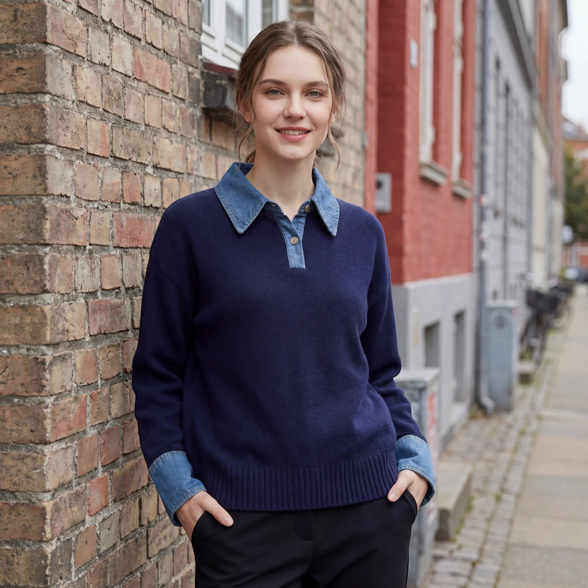 Havholm | Casual Langærmet Top med Ståkrave til Kvinder