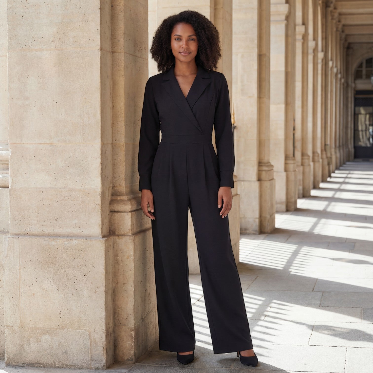 Havholm | Vævet skræddersyet jumpsuit med brede ben til kvinder