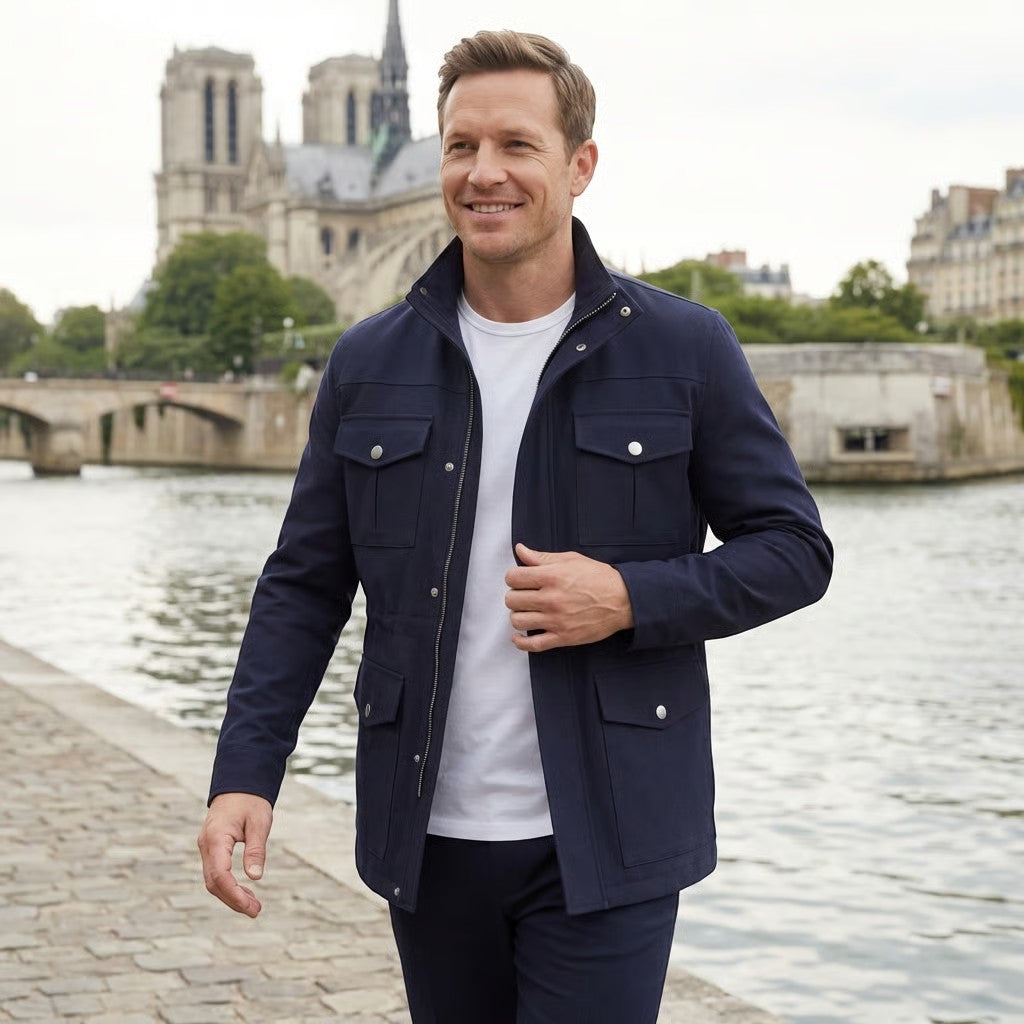 Havholm | Herre Vintage Jakke i Bomuldsblanding med Ståkrave