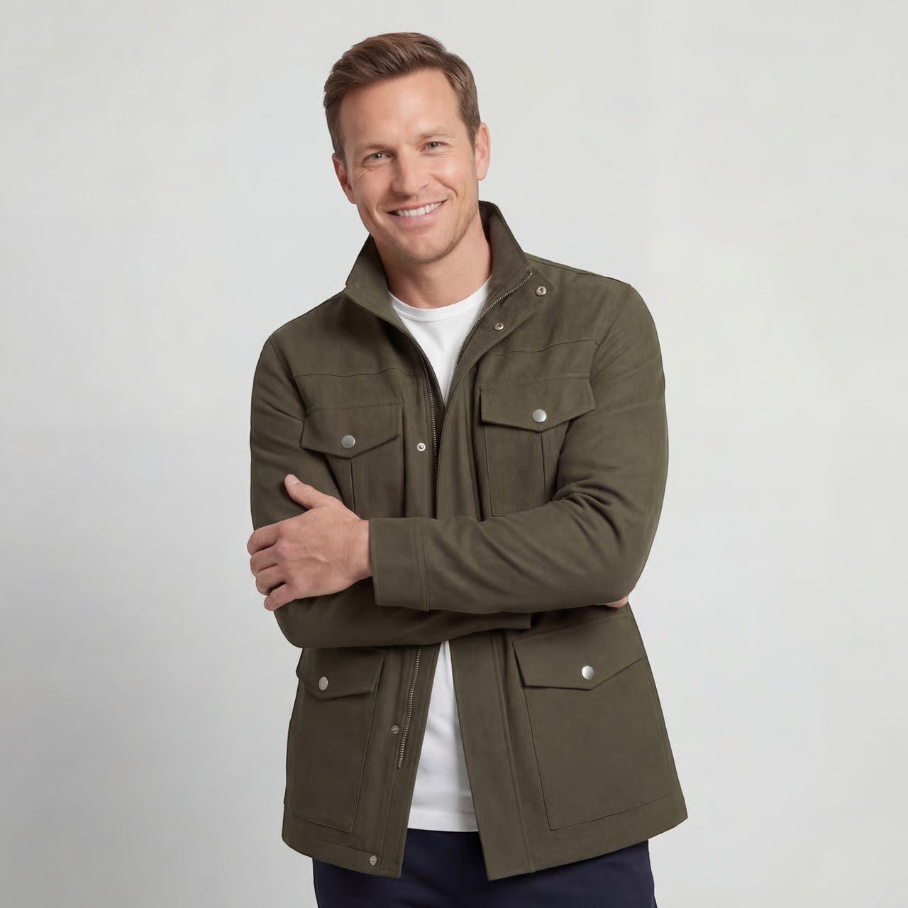 Havholm | Herre Vintage Jakke i Bomuldsblanding med Ståkrave