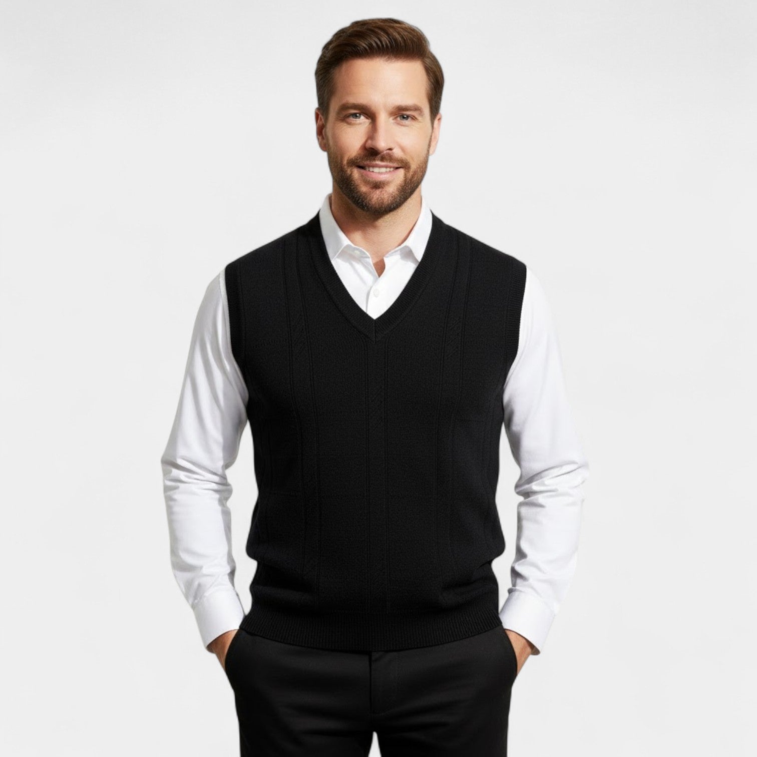 Havholm | Ærmeløs strikvest med V-hals til herrer