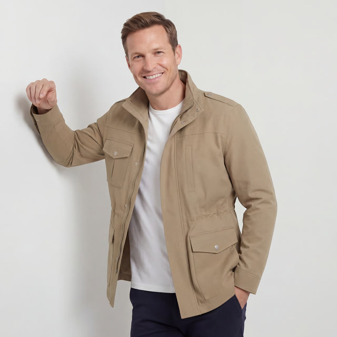 Havholm | Herre Vintage Jakke i Bomuldsblanding med Ståkrave