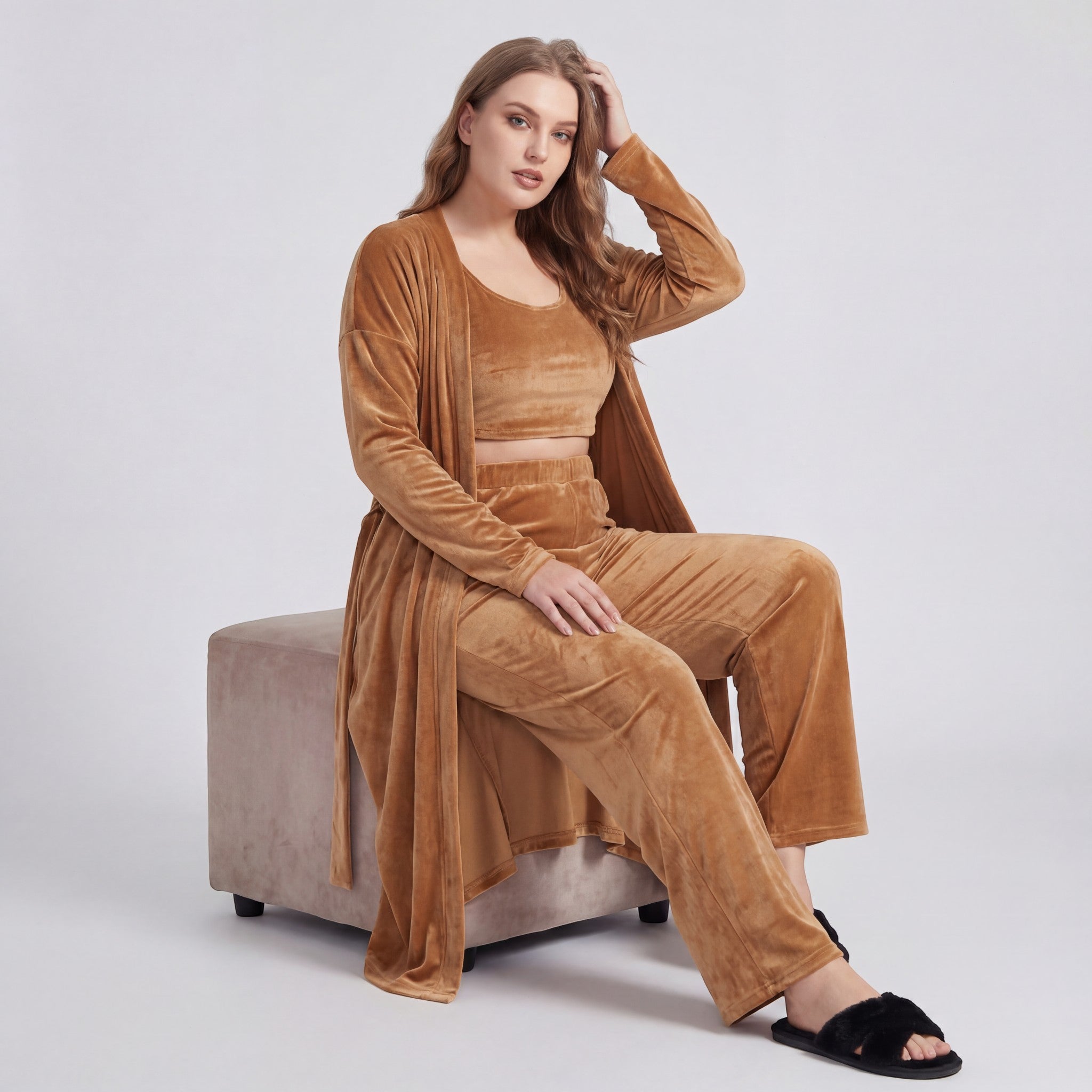 Havholm | Hyggeligt Tredelt Loungewear-Sæt i Bomuldsblanding til Kvinder