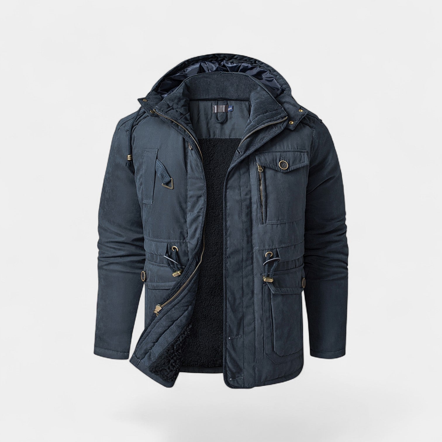 Havholm | Herre Vatteret Jakke med Fleecefor og Hætte, Mellemlang