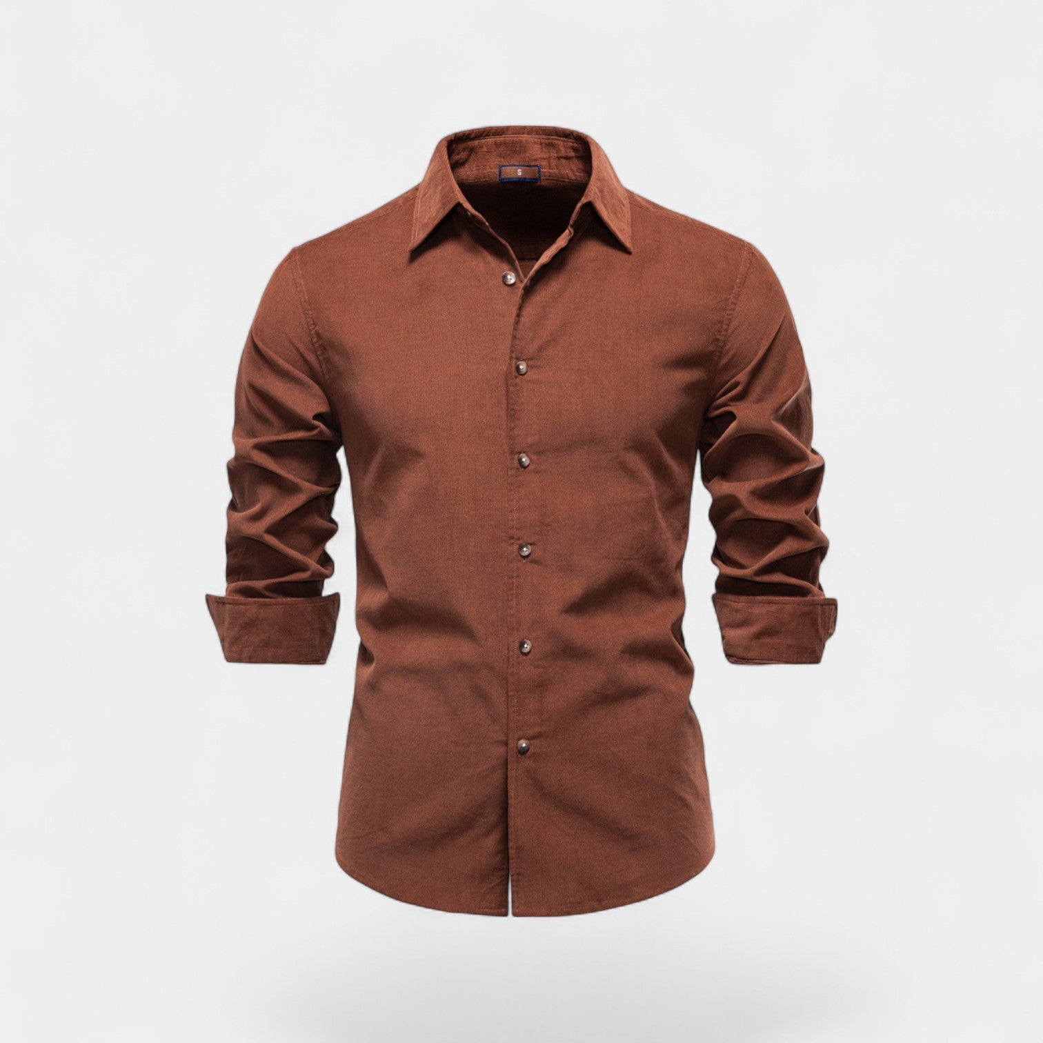 Havholm | Herre Langærmet Skjorte i Bomuldscorduroy med Knaplukning