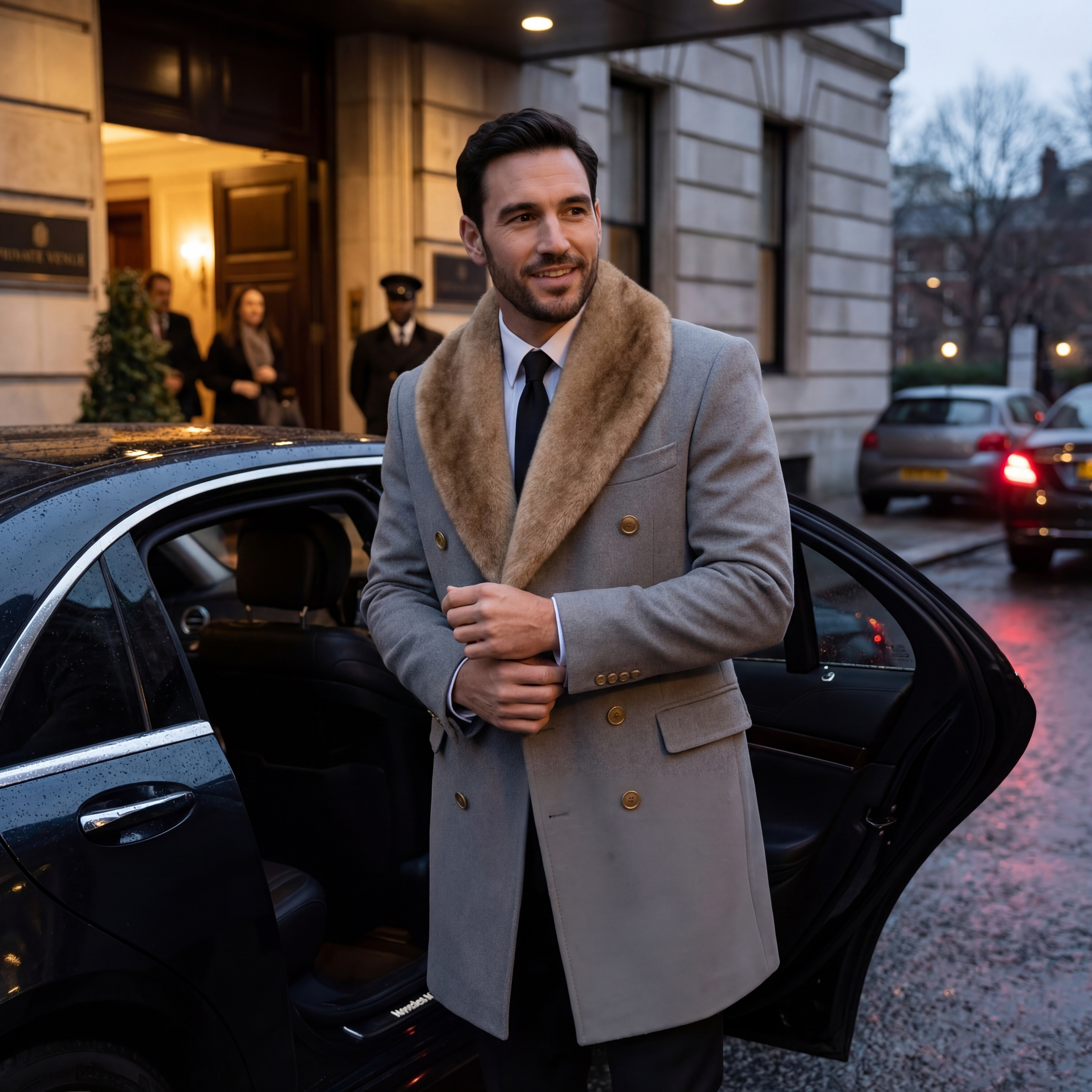 Havholm | Herre Mellemlang Frakke med Uldpolokrave