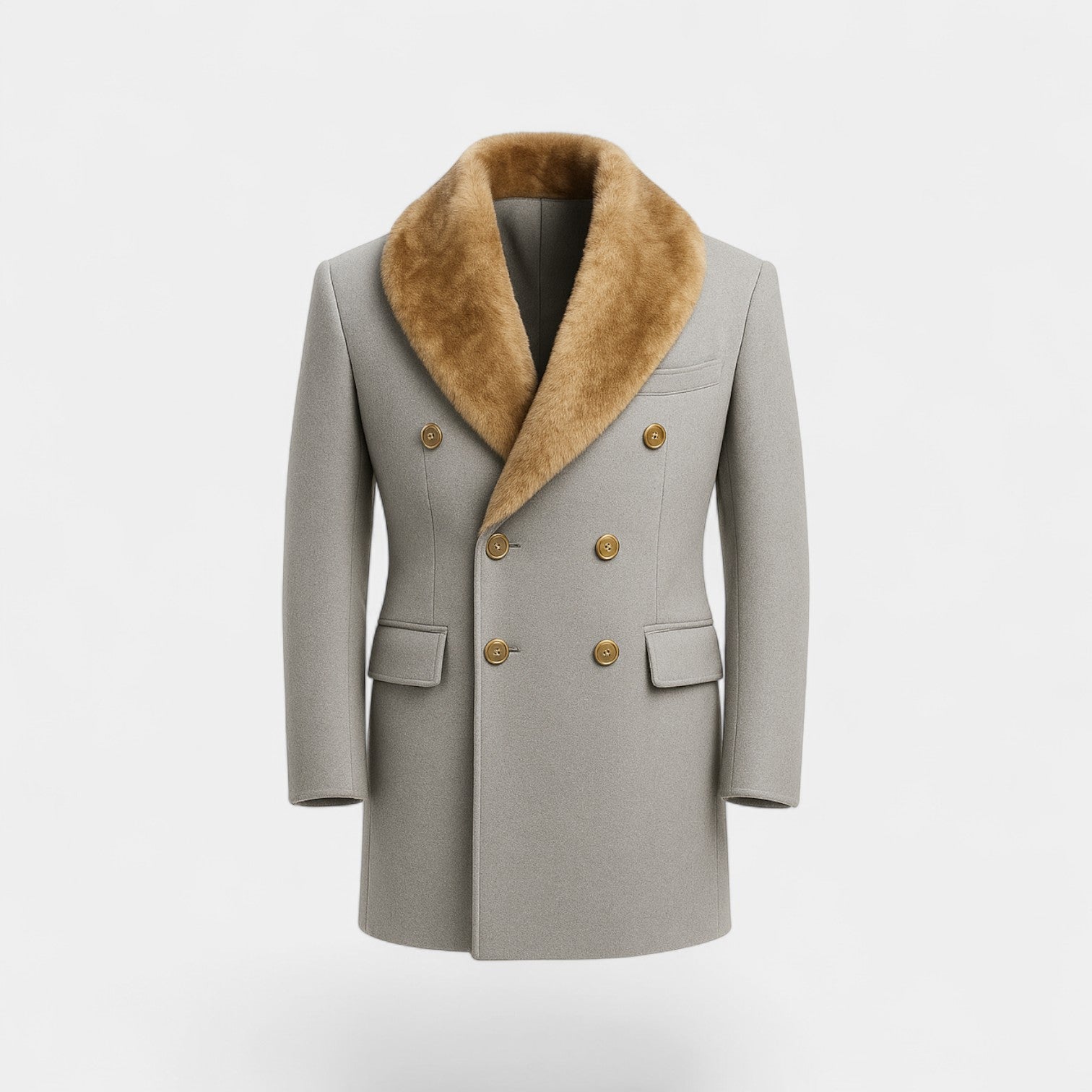 Havholm | Herre Mellemlang Frakke med Uldpolokrave