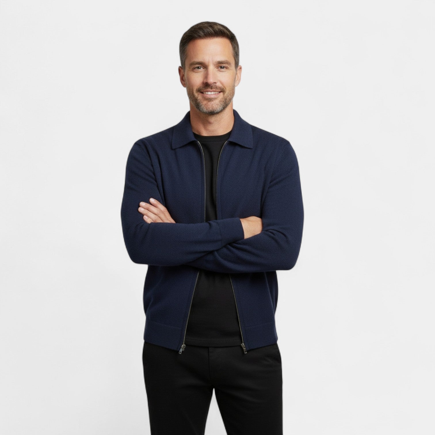 Havholm | Herre Strikcardigan i Uld med Lynlås