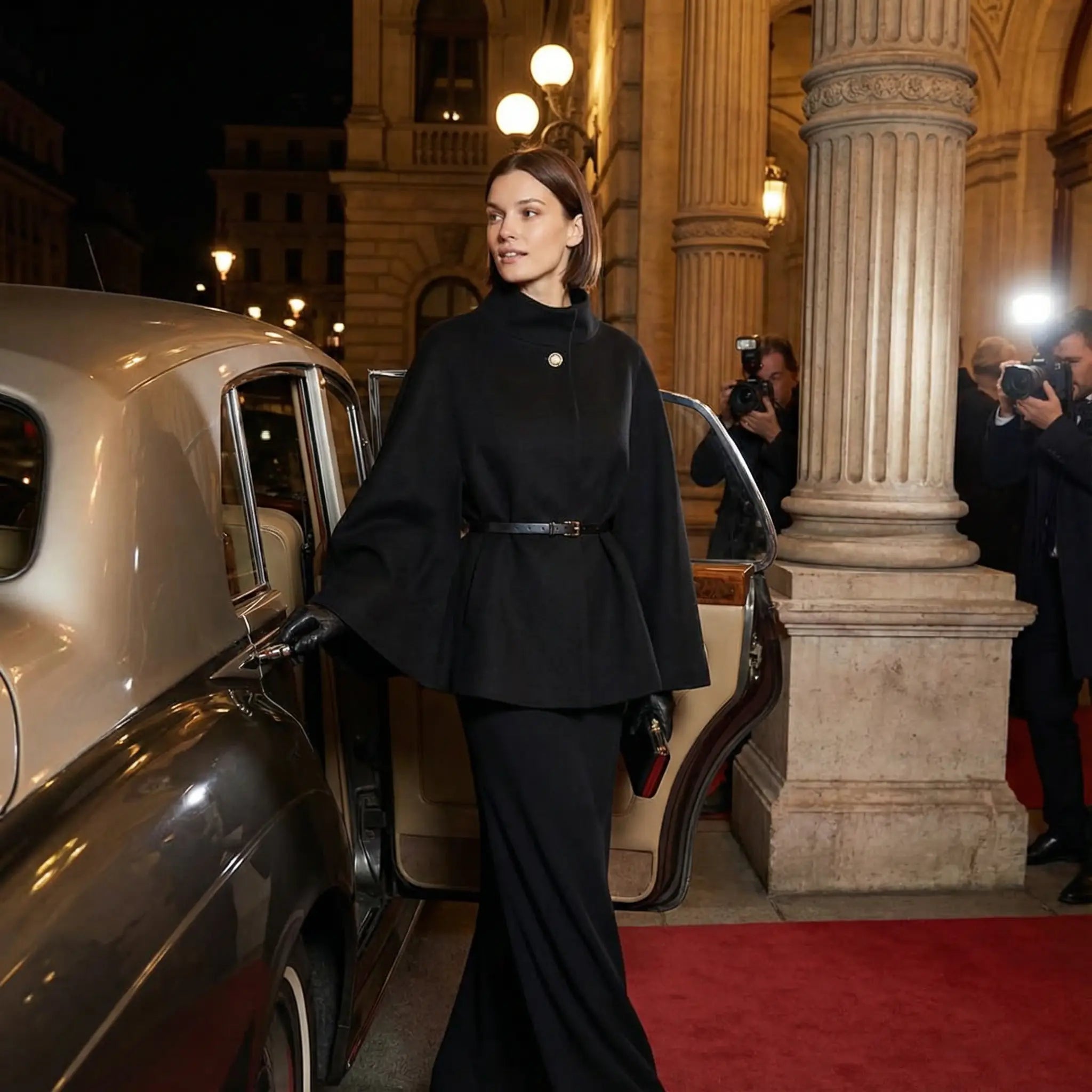 Havholm | Dame Uldponcho med Bindebælte