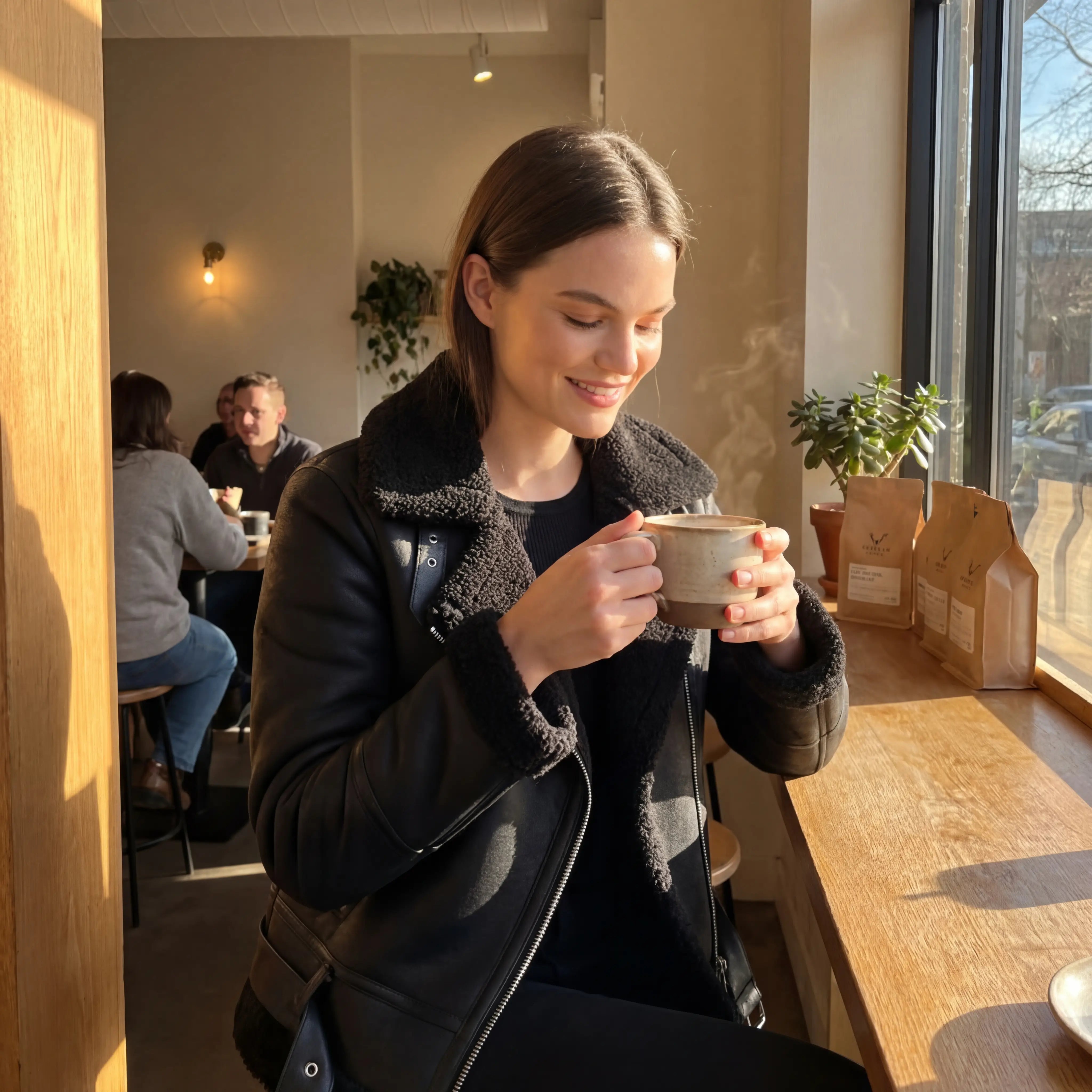 Havholm | Dame Vinterjakke i Ruskind med Lammeuldsfor