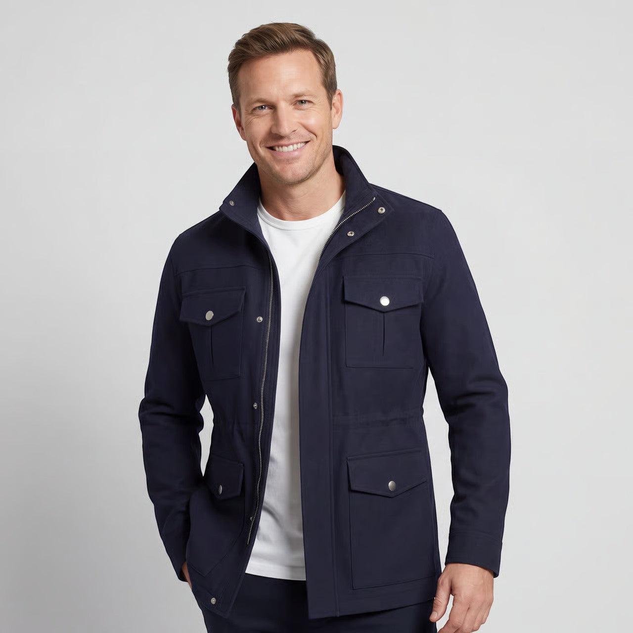 Havholm | Herre Vintage Jakke i Bomuldsblanding med Ståkrave