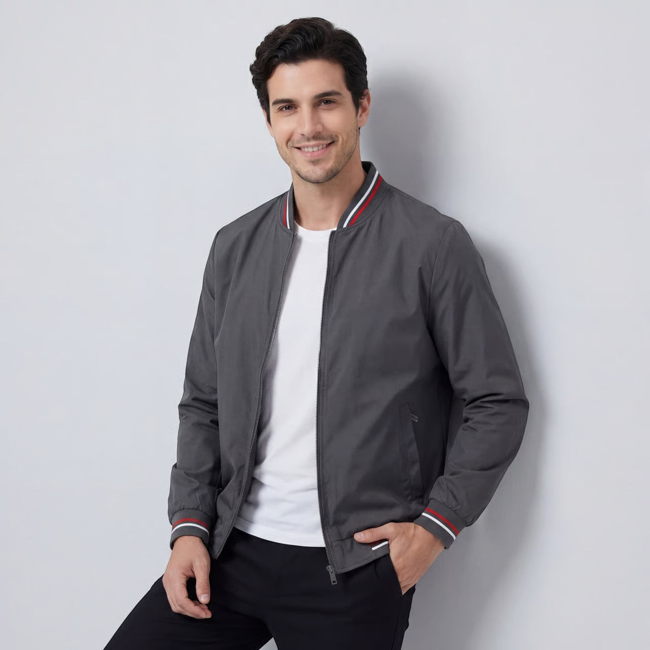 Havholm | Let vævet zip-jakke med ståkrave til mænd