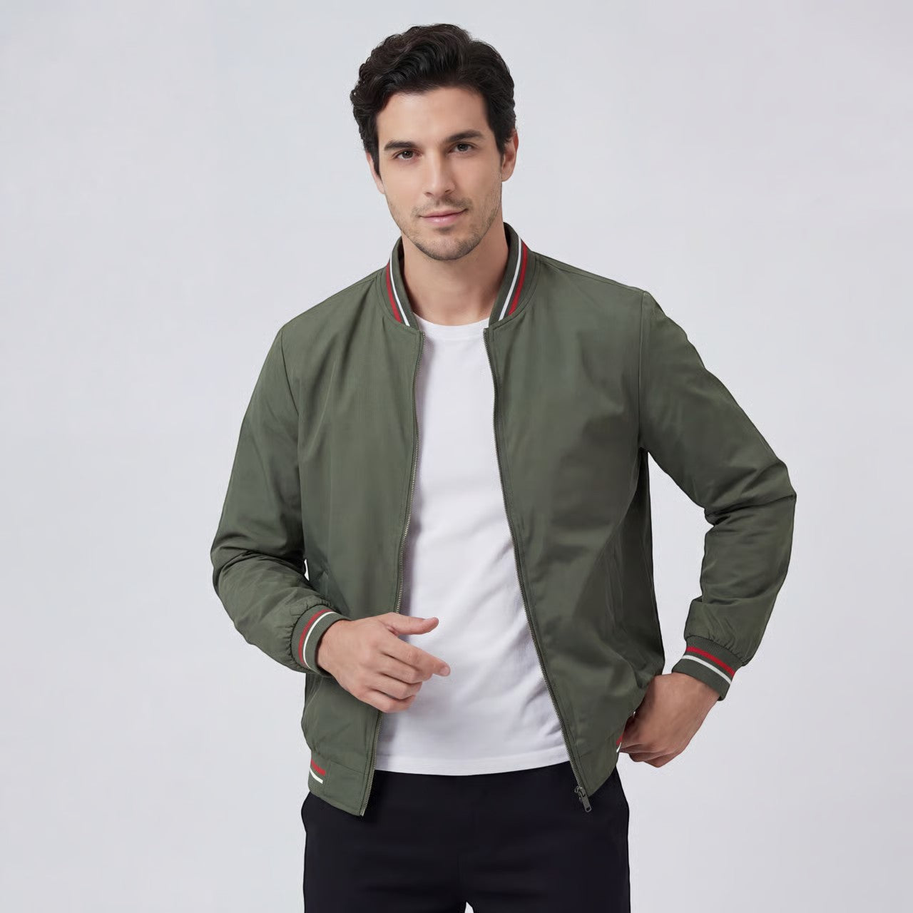 Havholm | Let vævet zip-jakke med ståkrave til mænd