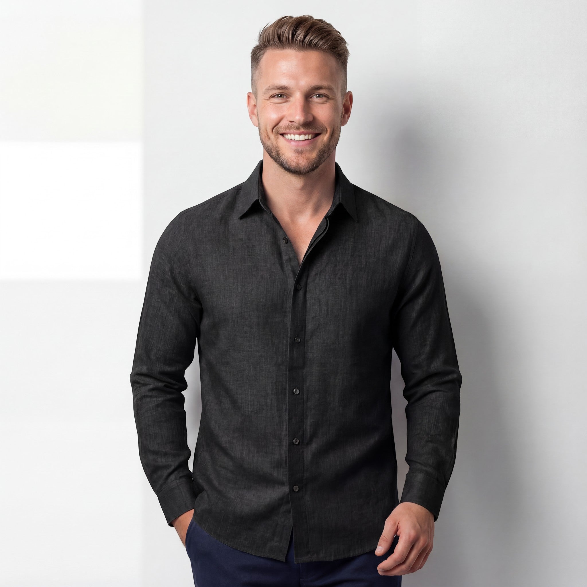 Havholm | Langærmet Skjorte i Hørblanding til Mænd