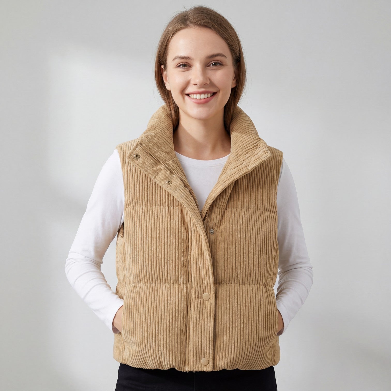 Havholm | Quiltet Ærmeløs Vest med Ståkrave til Kvinder