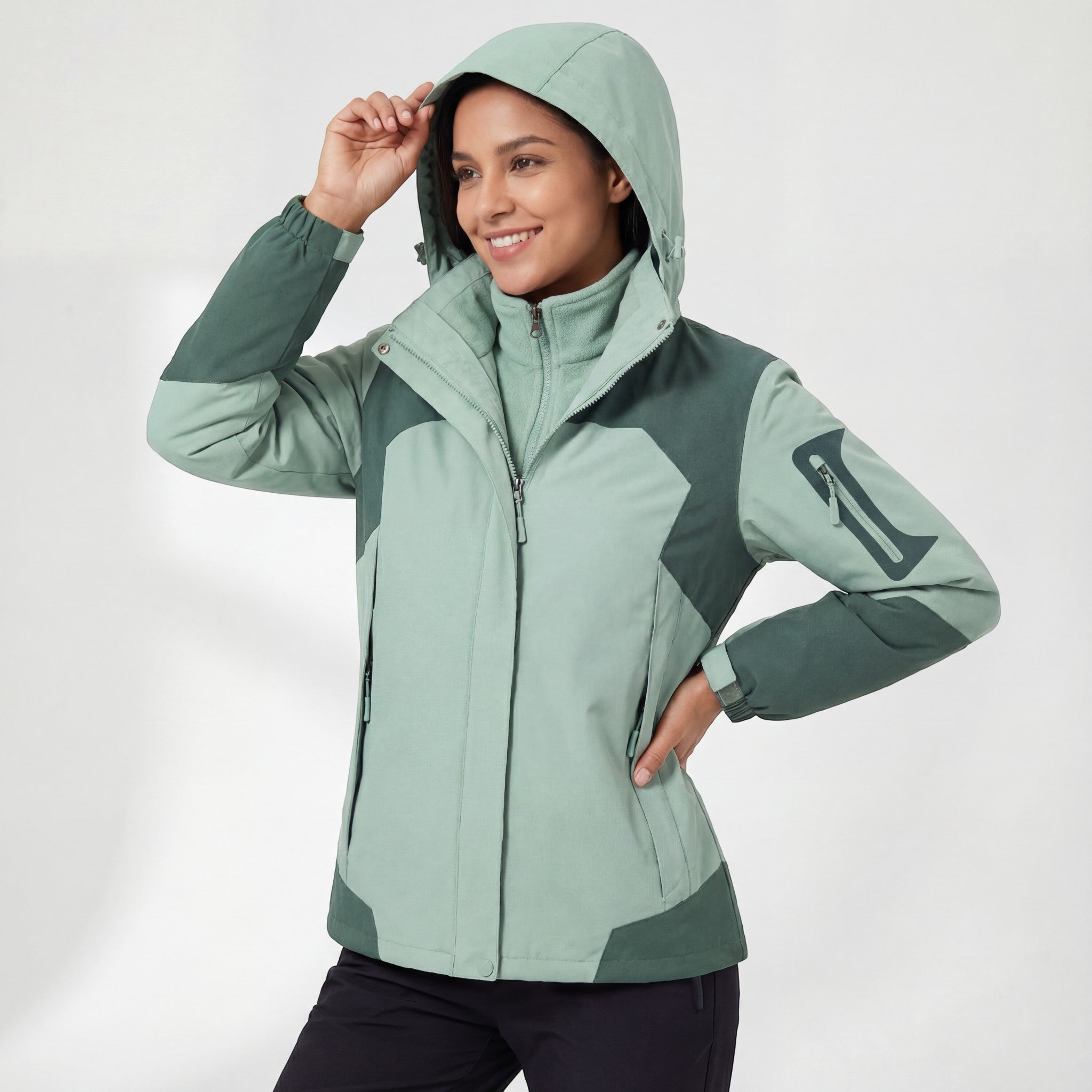 Havholm | Vandtæt og Vindtæt 3-i-1 Jakke med Hætte og Fleecefor til Kvinder