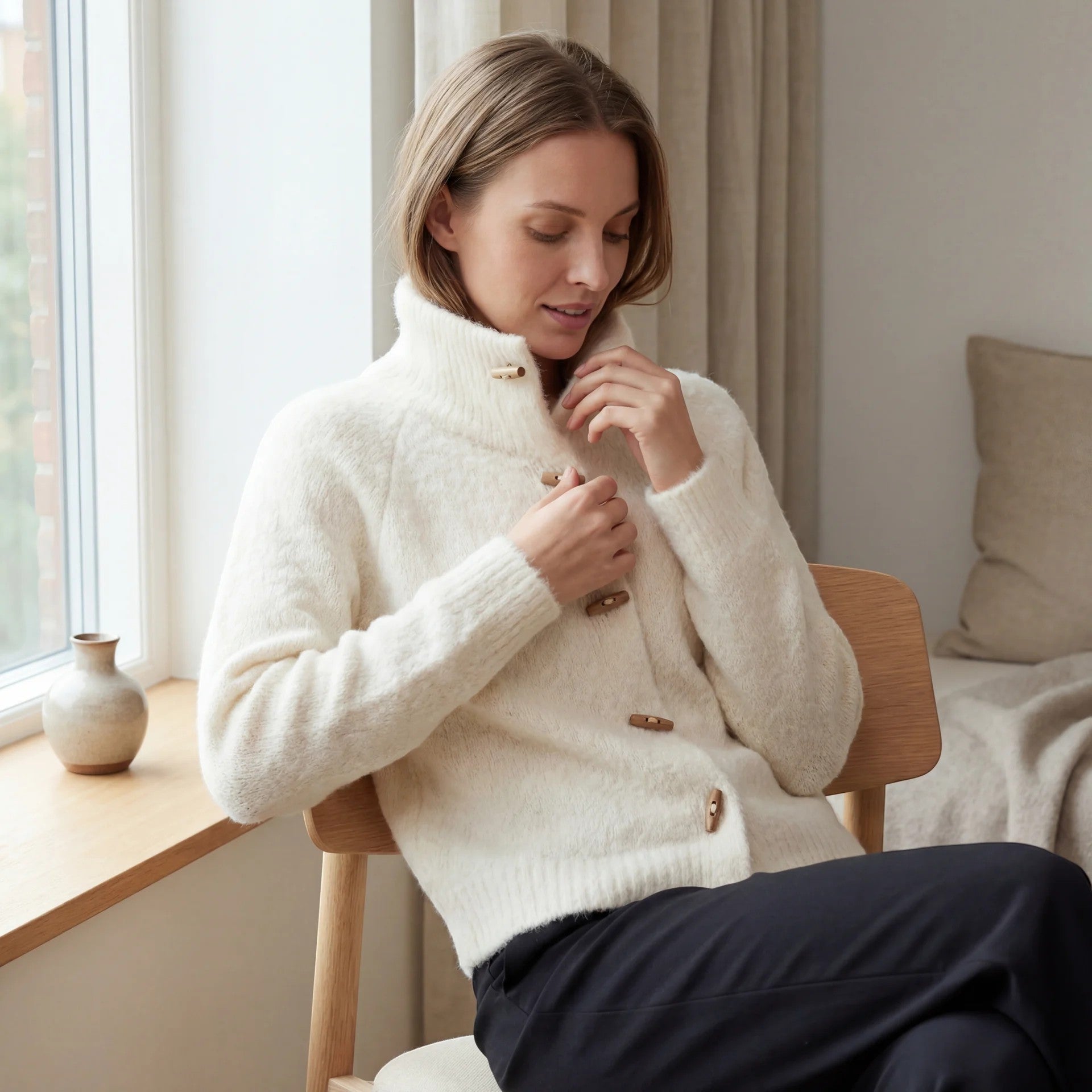 Havholm | Cardigan med Knaplukning i Viskose til Kvinder