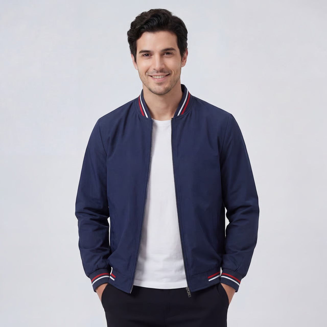 Havholm | Let vævet zip-jakke med ståkrave til mænd