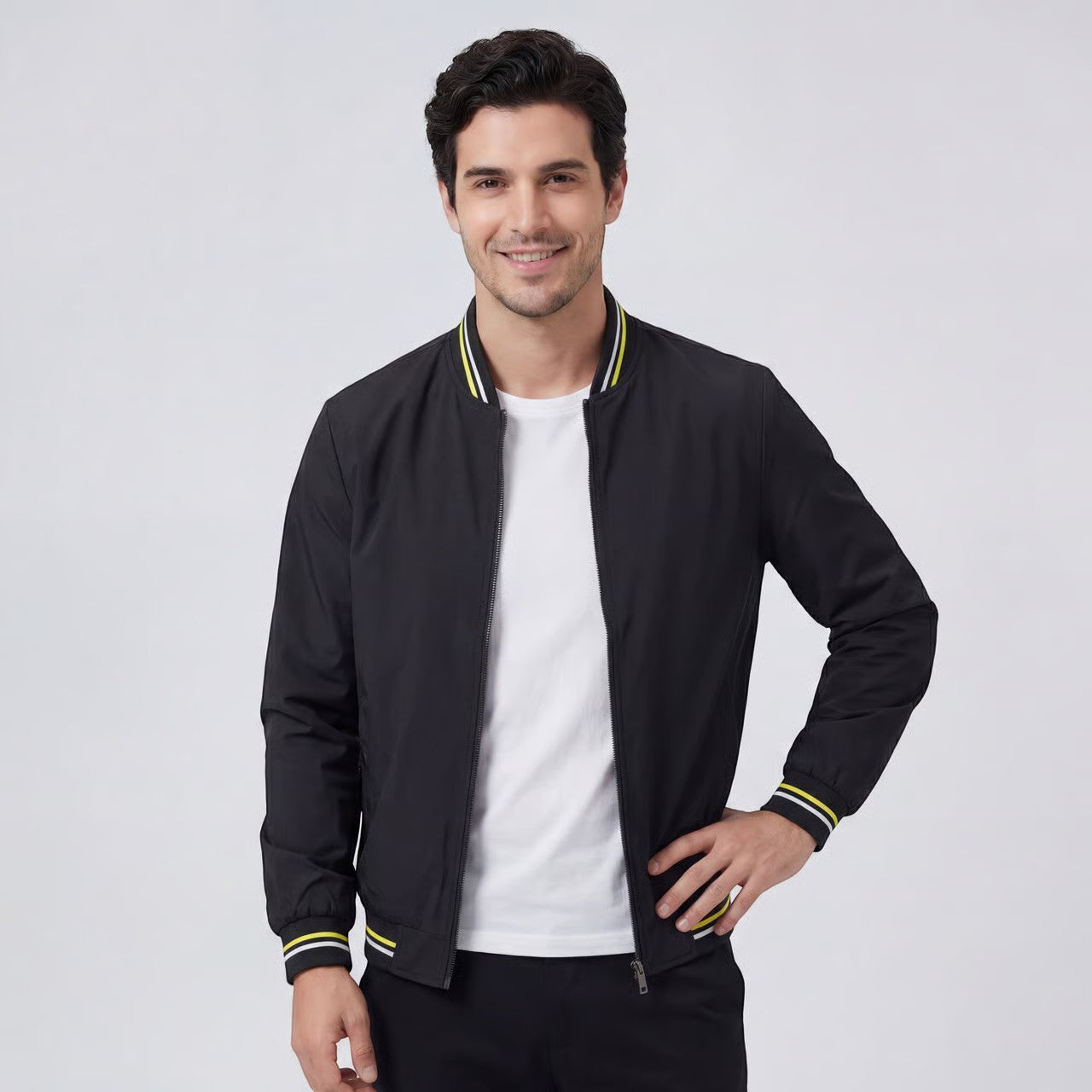 Havholm | Let vævet zip-jakke med ståkrave til mænd