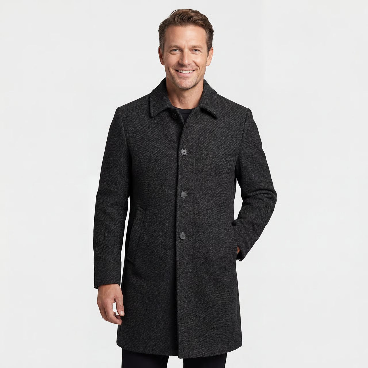 Havholm | Herre Skræddersyet Uldfrakke med Hakrevers