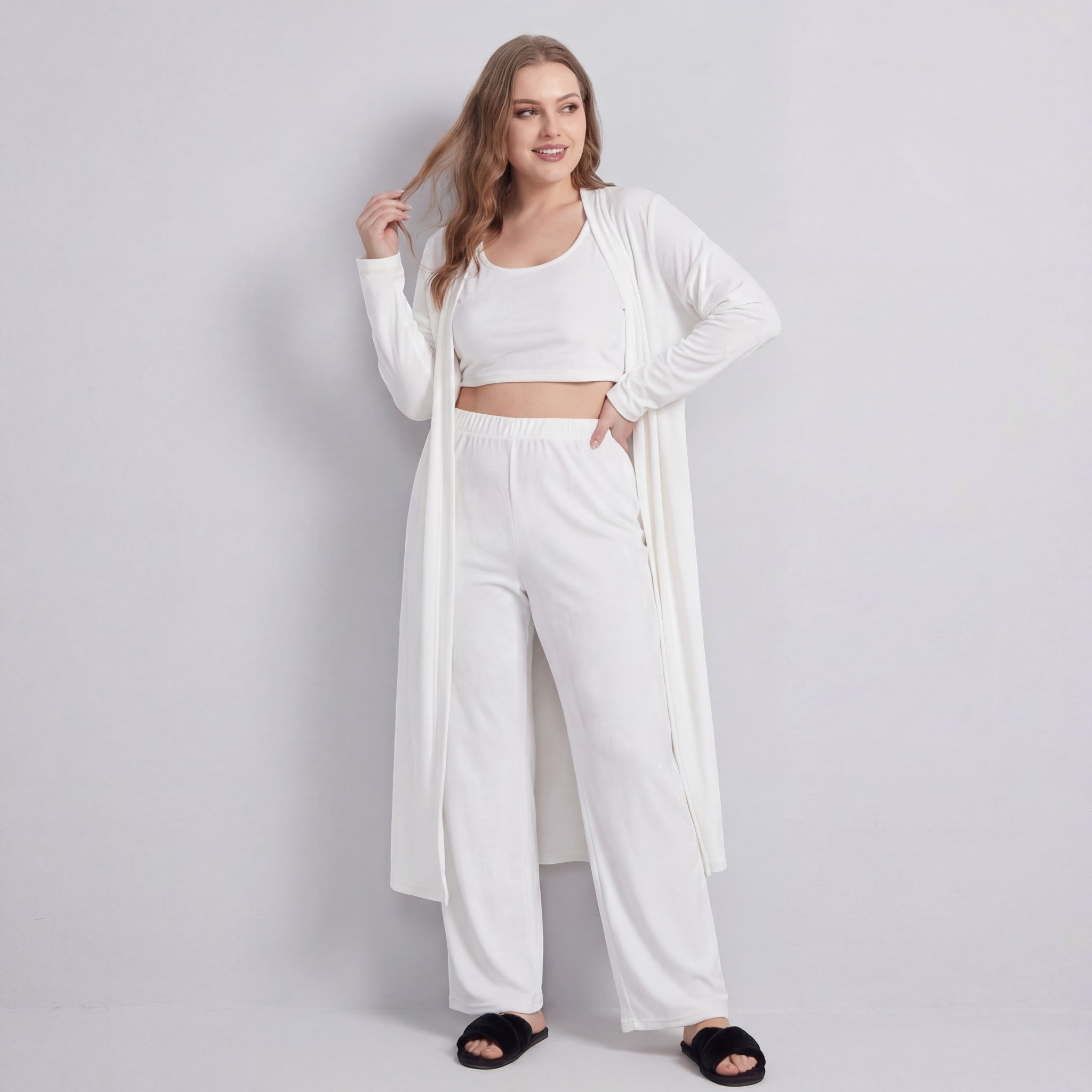 Havholm | Hyggeligt Tredelt Loungewear-Sæt i Bomuldsblanding til Kvinder