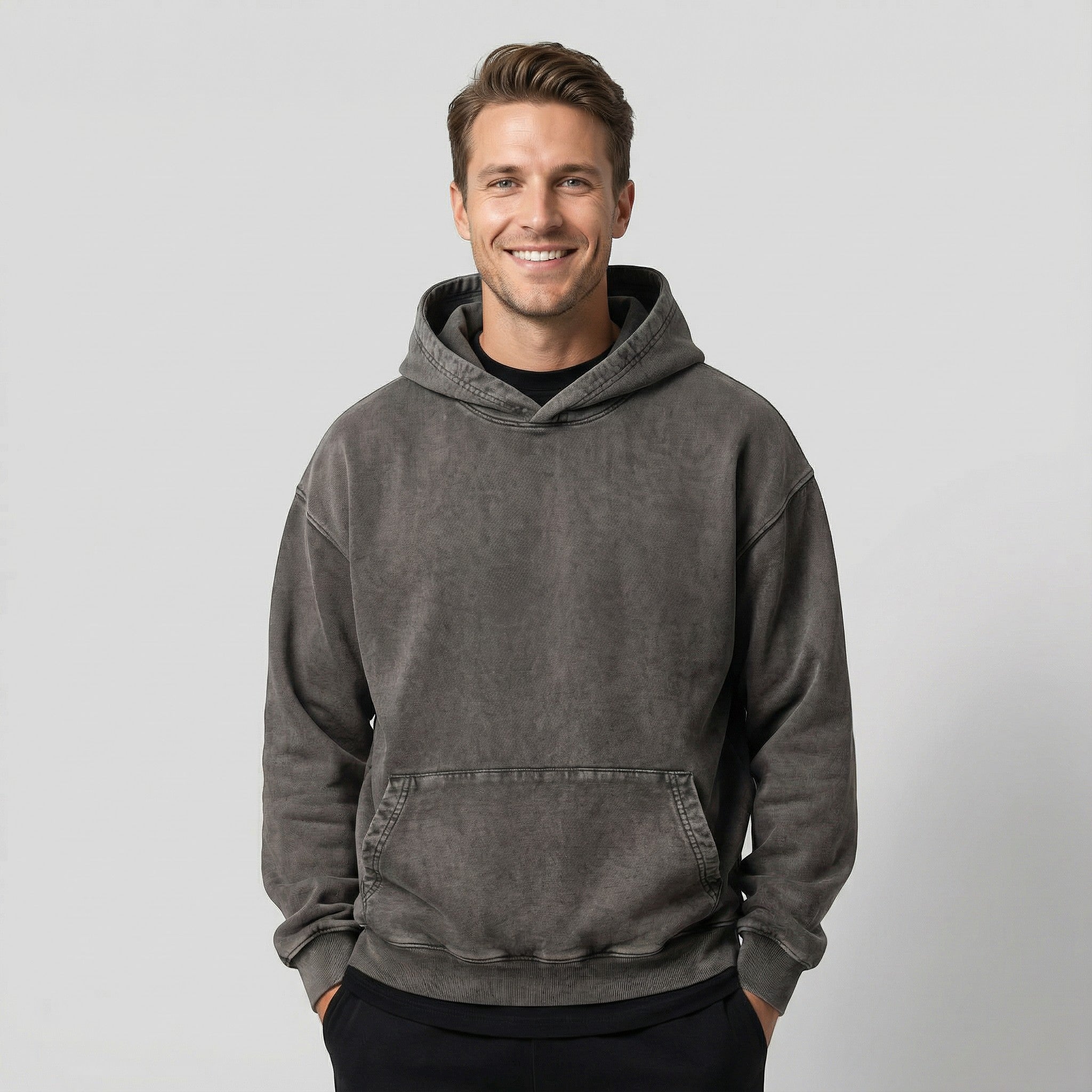 Havholm | Pullover Hoodie i Bomuld med Vintage Vasket Finish til Mænd