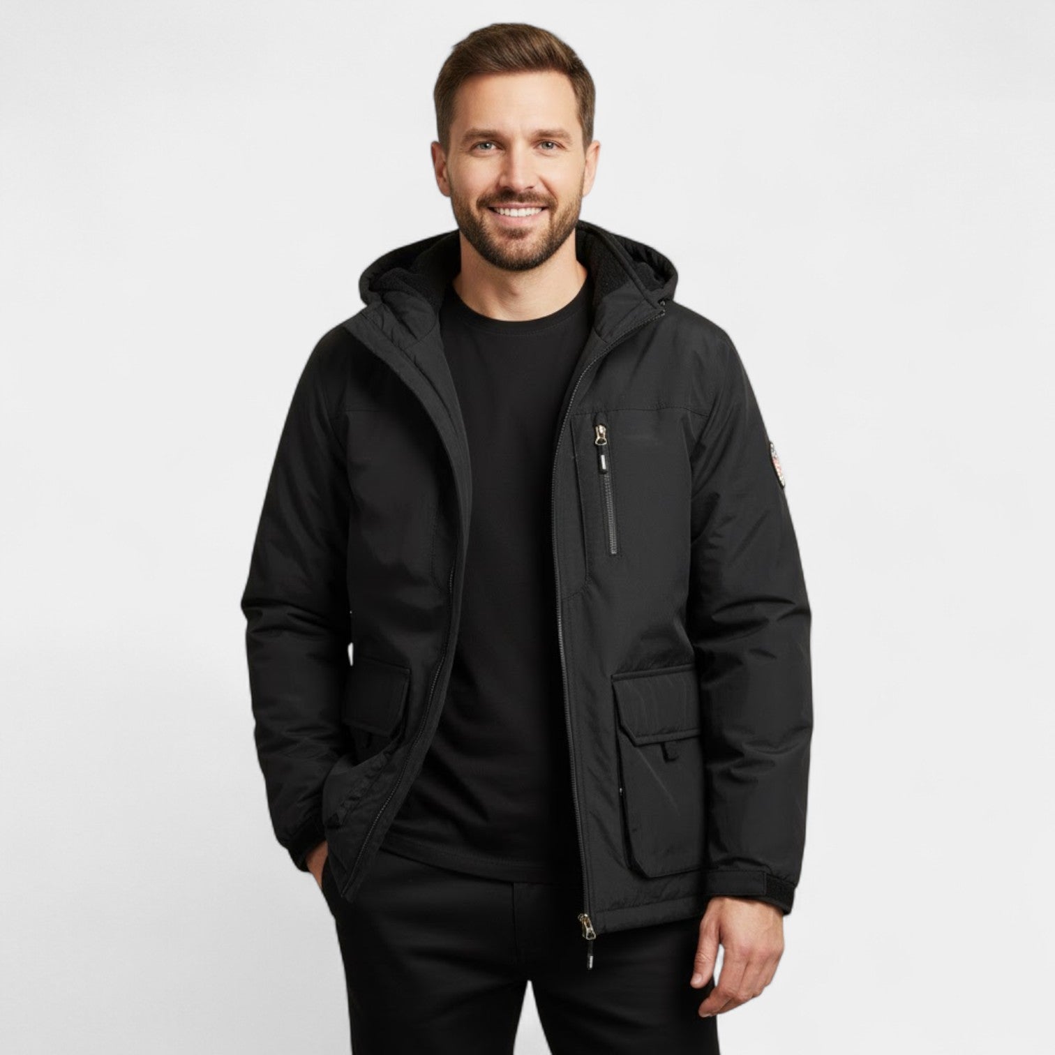 Havholm | Herre Vindafvisende Parka med Hætte og Quiltet Bomuldsfyld