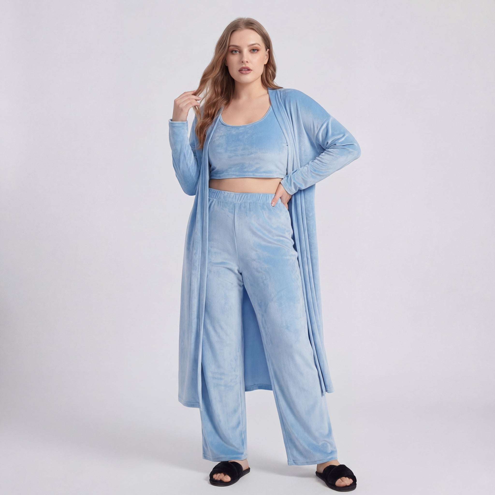 Havholm | Hyggeligt Tredelt Loungewear-Sæt i Bomuldsblanding til Kvinder