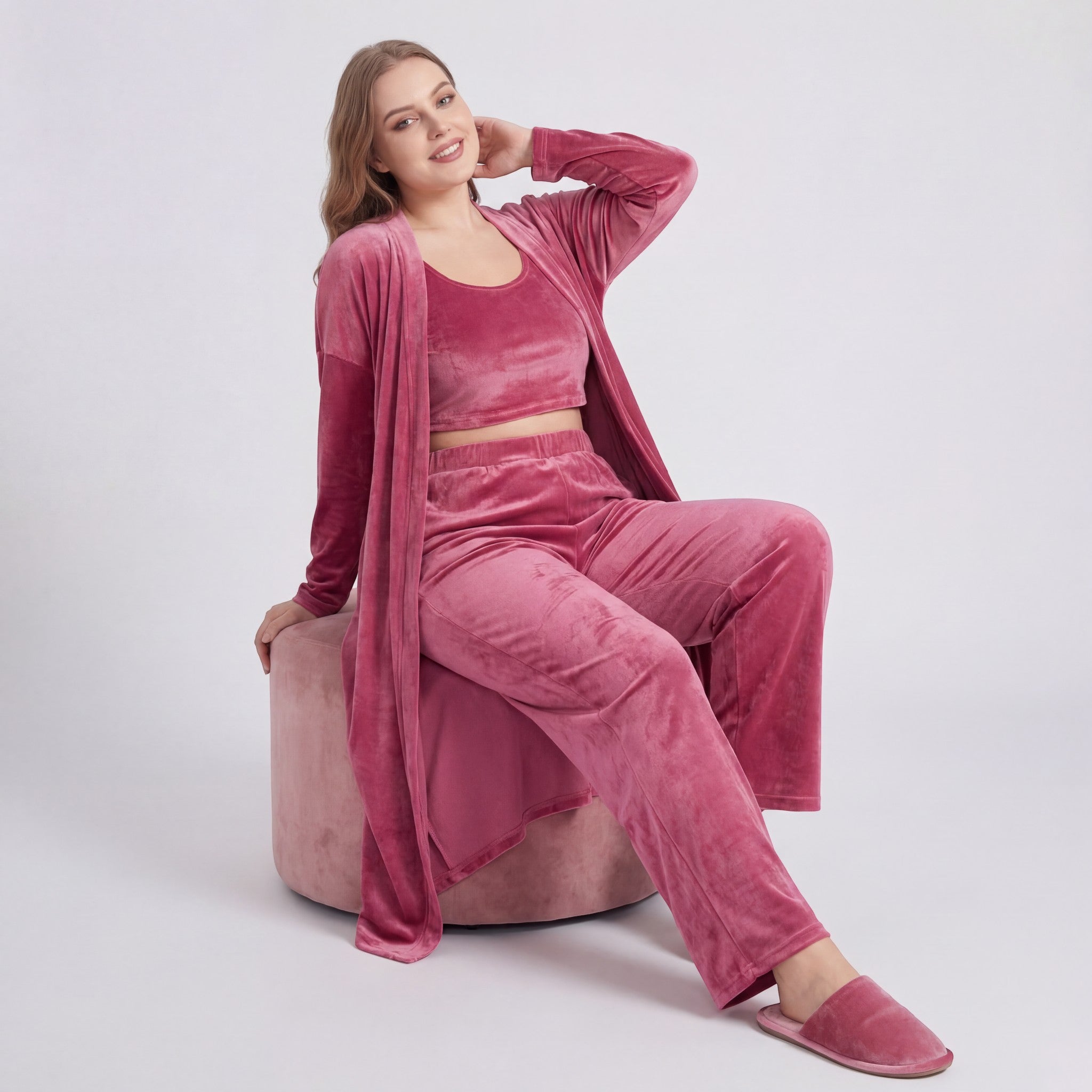 Havholm | Hyggeligt Tredelt Loungewear-Sæt i Bomuldsblanding til Kvinder