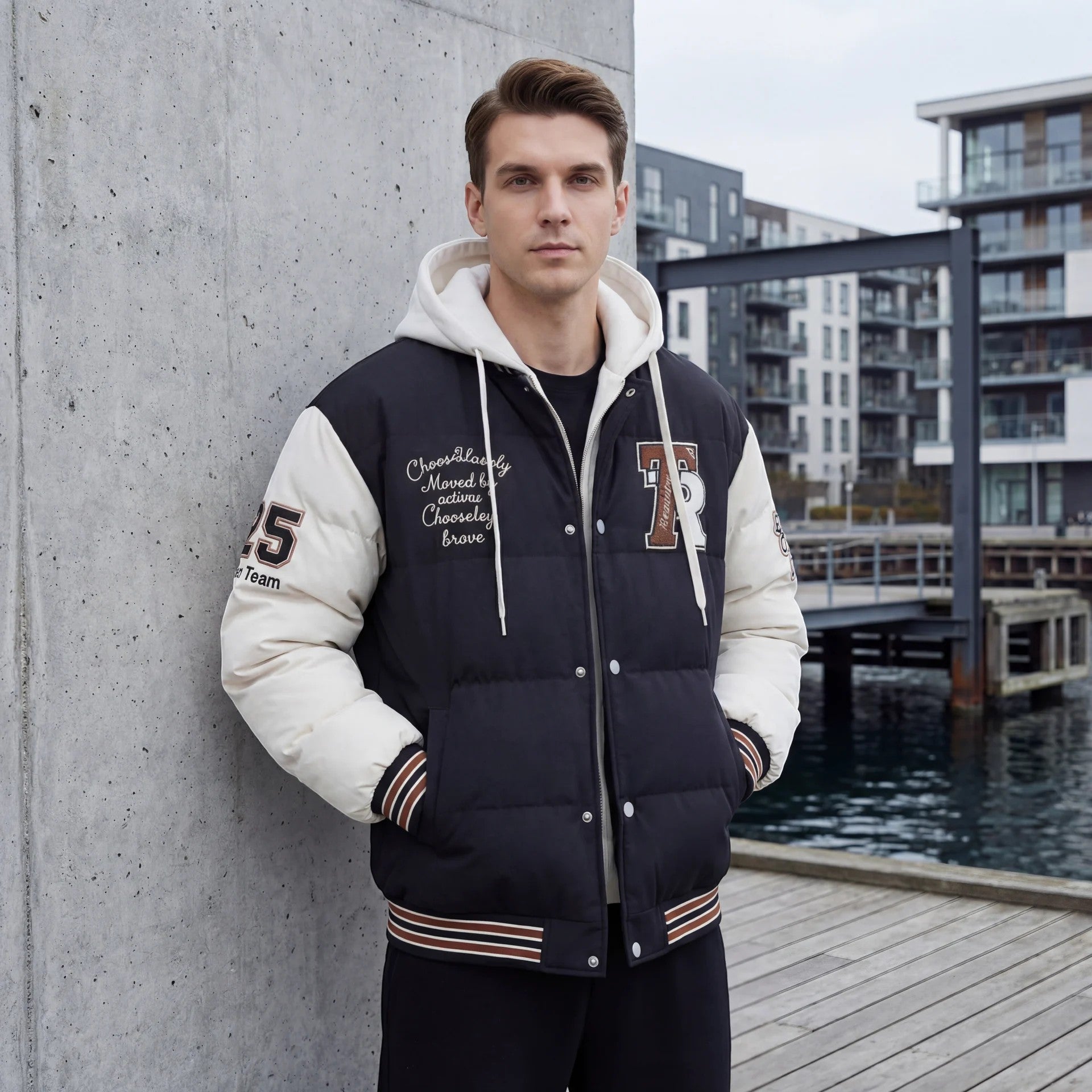 Havholm | Vinter Polstret Pufferjakke med Hætte til Mænd